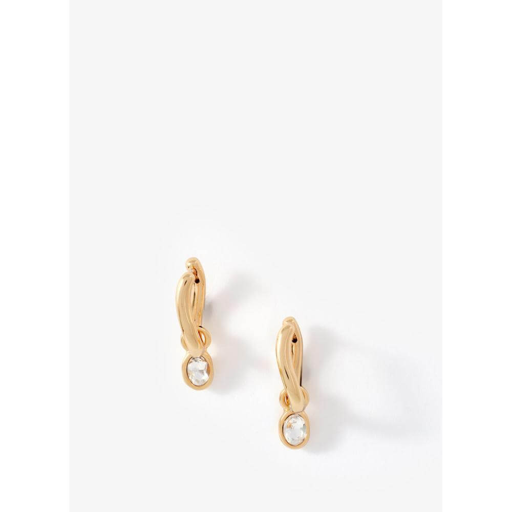 Mint Velvet Gold Tone Crystal Drop Hoop Earring